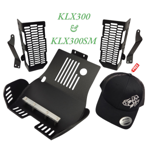HD Skid Plate KLX-1655-BK & Rad Guard KLX-2425-BK KLX 300 and KLX300SM combo free Hat