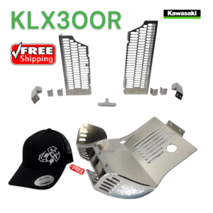 Heavy Duty Skid Plate KLX-1655 and Radiator Guard KLX300R KLX-2450 Combo with free Hat and free shipping